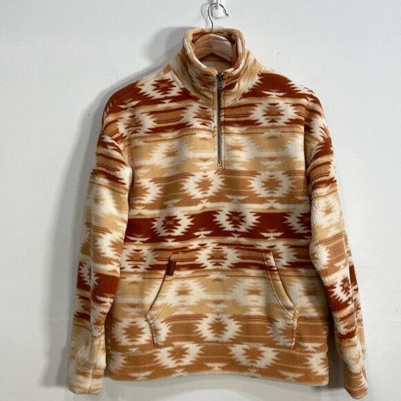 Roxy Half Zip Fleece Sweater Kangaroo Pockets XS Southwestern Print - Picture 4 of 13